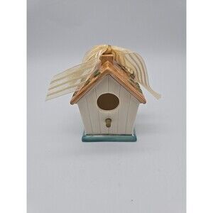Vtg Papel Giftware BIRDHOUSE Ornament JOYS OF WINTER Christmas 3.25” Porcelain